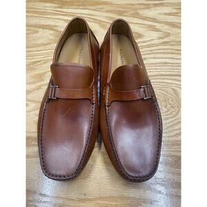 Magnanni Loafer Men's 9 Brown Leather Slip On Low Top Square Toe Casual Shoes S8